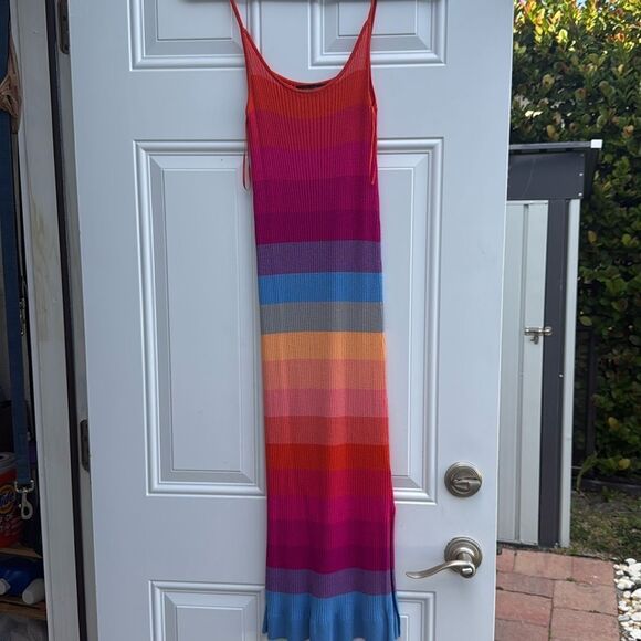 Rainbow Banana Republic Dress - Spaghetti Strap Maxi Ribbed Body Con Dress - XS - Picture 1 of 4